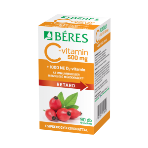 Béres C-vitamin 500 mg RETARD filmtabletta csipkebogyó kivonattal + 1000 NE D3-vitamin 90x