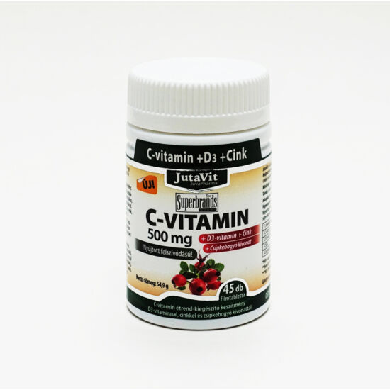 JutaVit C-vitamin 500mg nyújtott felszívódású + csipkebogyó + D3 vitamin + Cink 45x